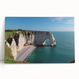 Stretched canvas wall art showcasing a vibrant landscape of cliffs and mountains, featuring rich colors and textures, ideal for enhancing modern home decor.