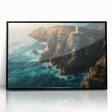 Framed wall art collection showcasing a stunning cliff landscape design with vibrant colors, set in a sleek black frame, perfect for modern home decor.