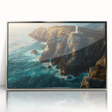 Framed acrylic wall art showcasing a stunning landscape of cliffs, featuring vibrant colors and intricate textures, perfect for modern home decor.