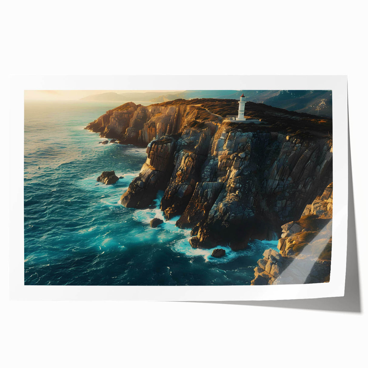 Stunning rolled print of a dramatic cliff landscape, showcasing vibrant colors and intricate details, perfect for wall art decor. Ideal for nature enthusiasts.