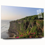 Acrylic glass wall art showcasing a stunning landscape of cliffs, highlighting vibrant colors and intricate details, perfect for home decor. Ideal for nature enthusiasts.