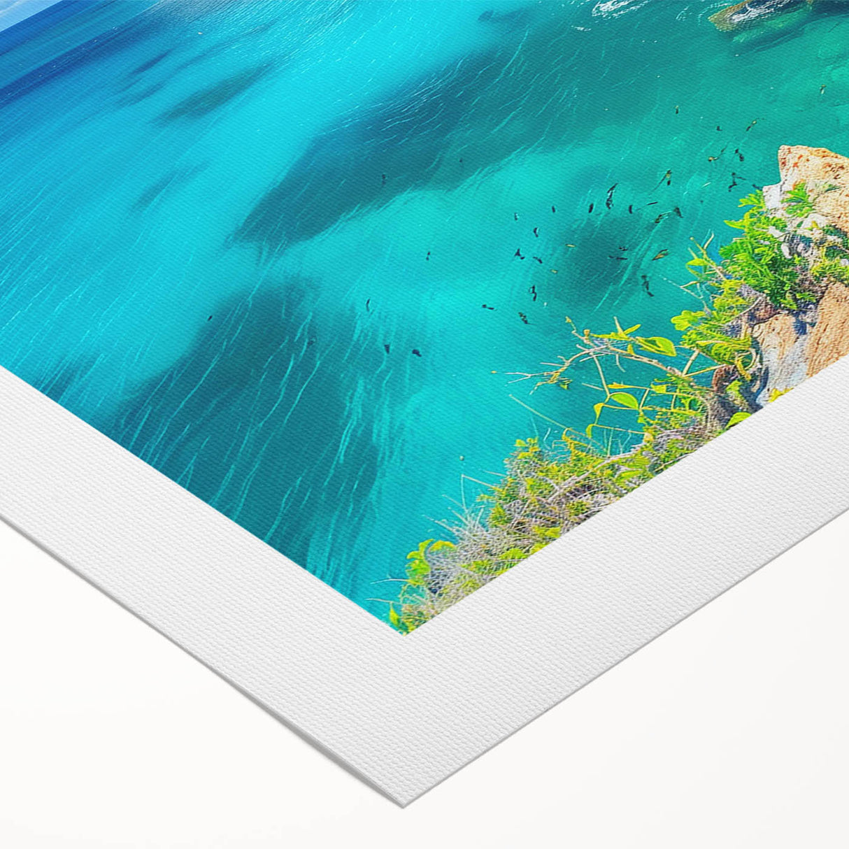 Stunning rolled canvas featuring a vibrant landscape of rugged cliffs and serene skies, ideal for home decor, showcasing natural beauty in rich colors.