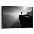 Framed canvas wall art showcasing a dramatic cliff landscape design with vibrant colors, ideal for modern home decor. Black frame enhances visual appeal.