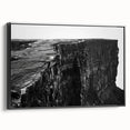 Framed canvas wall art showcasing a stunning landscape of cliffs, featuring earthy tones and intricate details, ideal for enhancing modern home decor.