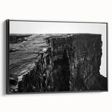 Framed canvas wall art showcasing a stunning landscape of cliffs, featuring earthy tones and intricate details, ideal for enhancing modern home decor.