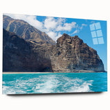 Acrylic glass wall art collection showcasing a stunning side view of a dramatic cliff landscape, highlighting vibrant colors and intricate details, perfect for modern decor.