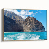 Framed canvas wall art showcasing a stunning cliff landscape design with a gold frame, enhancing the elegance of any room decor. Ideal for nature lovers.