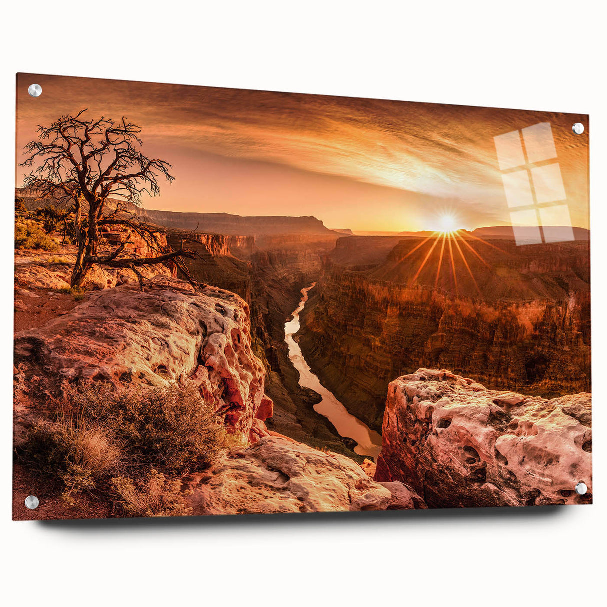 Acrylic wall art collection displaying a stunning landscape of cliffs, highlighted in vibrant colors, set against a modern decor backdrop, showcasing artistic depth and texture. Perfect for elevating interior spaces.