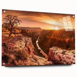 Acrylic wall art collection displaying a stunning landscape of cliffs, highlighted in vibrant colors, set against a modern decor backdrop, showcasing artistic depth and texture. Perfect for elevating interior spaces.