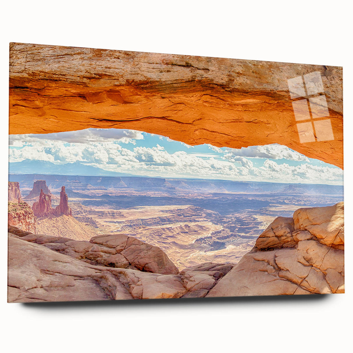Acrylic wall art featuring a stunning landscape of cliffs, showcasing vibrant colors and intricate details, designed for stylish home decor. Ideal for modern interiors.