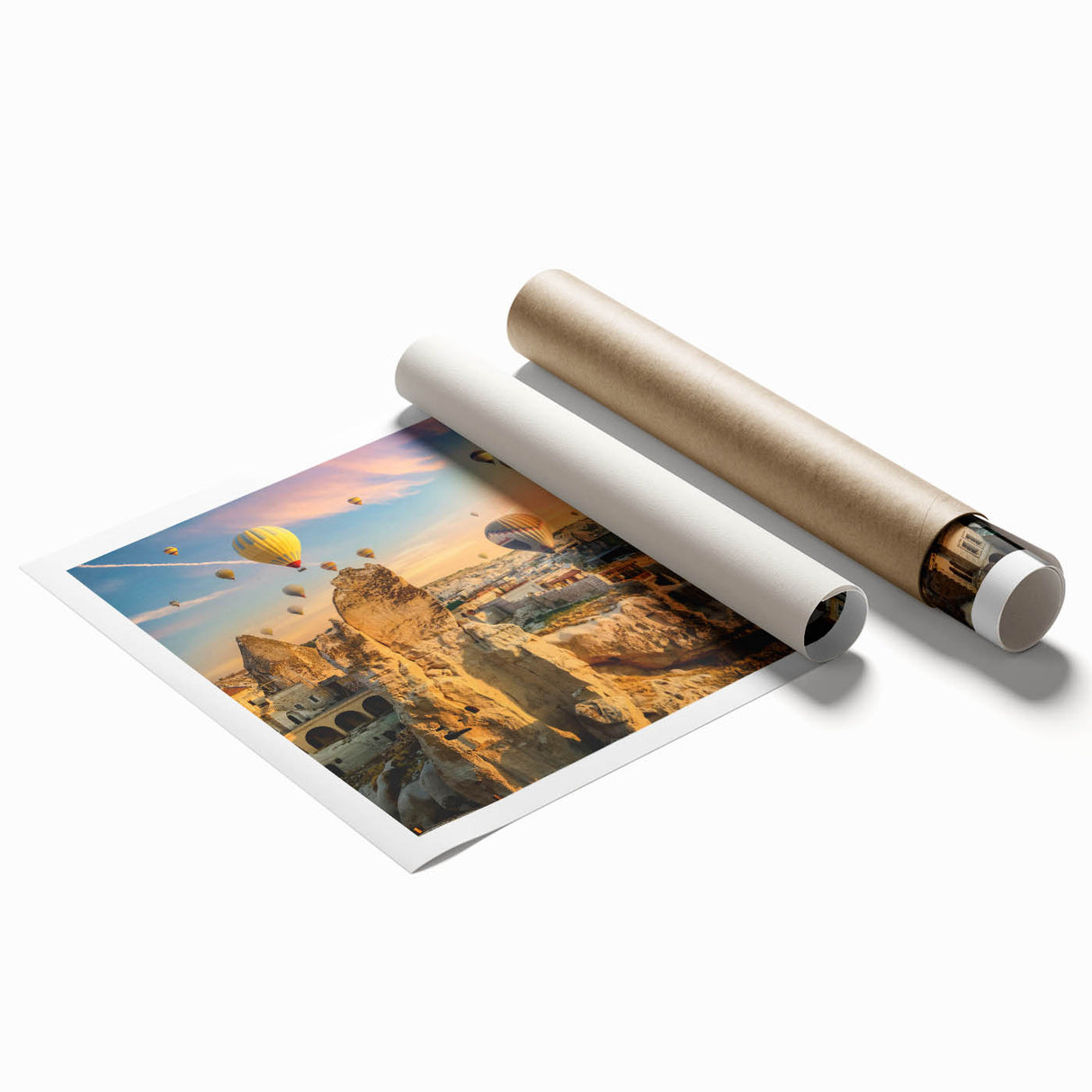 Vibrant landscape wall art print showcasing dramatic cliffs against a colorful sunset sky, ideal for home decor with a modern aesthetic. Perfect for adding depth and warmth to any living space.