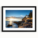 Framed wall art showcasing a stunning landscape of cliffs, featuring a black mat and sleek black frame, perfect for enhancing modern home decor.