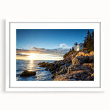 Framed wall art featuring a stunning landscape design of cliffs in soft earth tones, showcased with a white mat in a sleek frame, ideal for home decor.