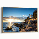 Framed canvas wall art showcasing a stunning cliff landscape design with gold accents, perfect for enhancing modern home decor. The piece features vibrant colors and intricate details, making it an eye-catching addition to any room.
