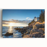 Stretched canvas wall art showcasing a vibrant landscape of cliffs and ocean waves, ideal for modern home decor. The artwork features rich colors and dynamic textures, enhancing any room's aesthetic appeal.