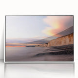 Framed acrylic wall art showcasing a stunning landscape of cliffs, featuring vibrant colors and intricate details, ideal for modern home decor.