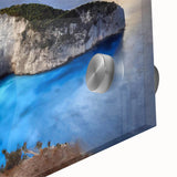 Close-up of a stunning acrylic glass wall art piece showcasing vibrant landscapes and cliffs, perfect for enhancing modern home decor with natural beauty.