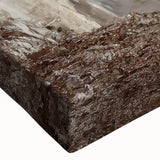 Close-up of a stretched canvas wall art piece showcasing a vibrant landscape with cliffs, featuring rich earth tones and detailed textures, perfect for home decor.