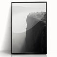 Framed acrylic wall art showcasing a stunning landscape of cliffs, featuring rich colors and intricate details, perfect for enhancing modern home decor.