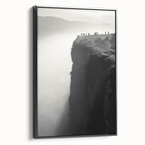 Framed canvas wall art showcasing a stunning cliff landscape design in vibrant colors, featuring a sleek black frame that enhances its visual appeal, ideal for home decor.