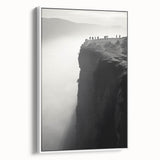Framed canvas wall art showcasing a stunning cliff landscape design, featuring vibrant colors and intricate details, perfect for home decor enhancement. The artwork is elegantly displayed with a white frame, adding a modern touch to any living space.