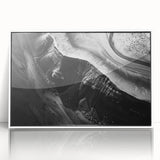Framed acrylic wall art showcasing a serene landscape of cliffs, featuring soft pastel hues and intricate detailing, ideal for home decor enhancement.