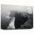 A side view of a modern wall art collection featuring vibrant landscape cliffs design, printed on acrylic glass, showcasing vivid colors and elegant pins for hanging.