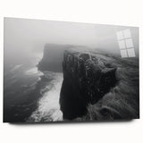 Acrylic glass wall art showcasing a stunning landscape of rugged cliffs, emphasizing vibrant colors and intricate details, perfect for modern home decor.