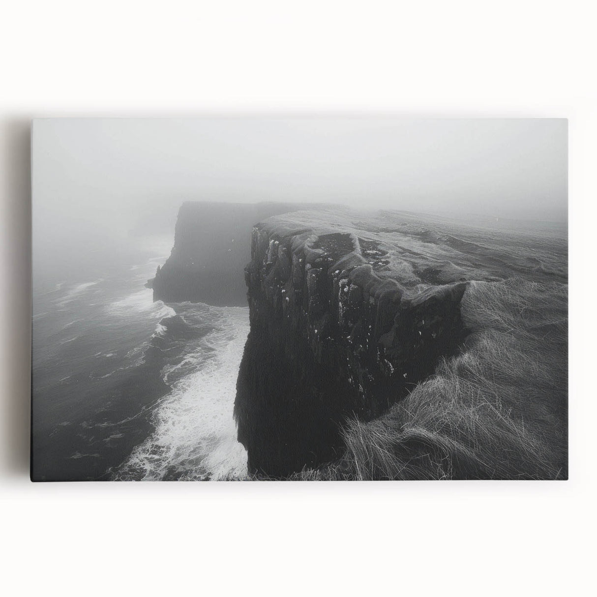 Stretched canvas wall art featuring a vibrant landscape of cliffs under a clear blue sky, ideal for home decor, adding natural beauty and tranquility to any room.