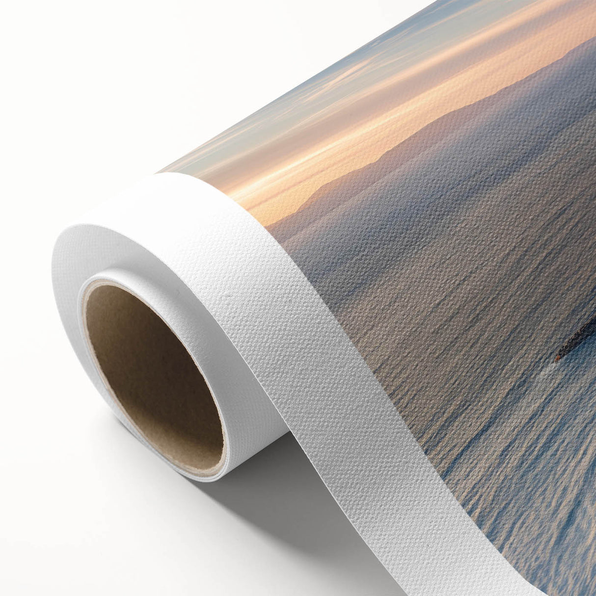 Vibrant rolled canvas showcasing a stunning cliff landscape design with rich colors and intricate details, perfect for enhancing home decor aesthetics.