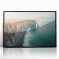 Framed wall art depicting a stunning cliff landscape in vibrant colors, showcasing rich textures and details, ideal for modern home décor.