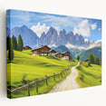 Stretched canvas wall art showcasing a serene countryside landscape design, featuring vibrant colors and detailed textures, ideal for home decor enhancement.