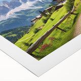 Captivating rolled canvas artwork depicting a serene countryside landscape, showcasing vibrant greens and blues, ideal for home décor with a nature theme.