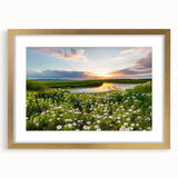 Framed wall art featuring a serene countryside landscape design with a gold mat, perfect for home decor. The artwork showcases vibrant colors and intricate details, ideal for enhancing living spaces.