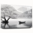 Side view of a countryside landscape wall art piece, showcasing vibrant colors and intricate details, displayed with pins on a sleek acrylic glass background. The design captures the essence of serene rural scenery, perfect for home decor.