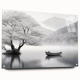 Side view of a countryside landscape wall art piece, showcasing vibrant colors and intricate details, displayed with pins on a sleek acrylic glass background. The design captures the essence of serene rural scenery, perfect for home decor.