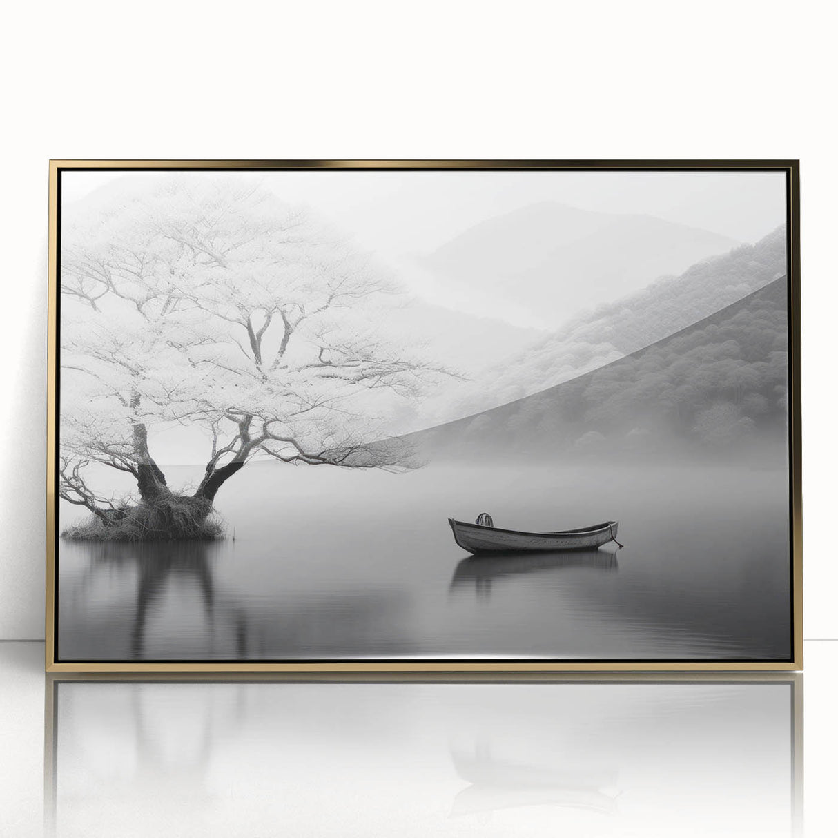 Framed wall art featuring a picturesque countryside landscape design with vibrant colors and a gold frame, ideal for home decor and enhancing interior aesthetics.