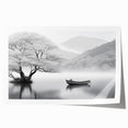 Rolled print showcasing a serene countryside landscape design with vibrant colors and intricate details, ideal for home decor or art collection.