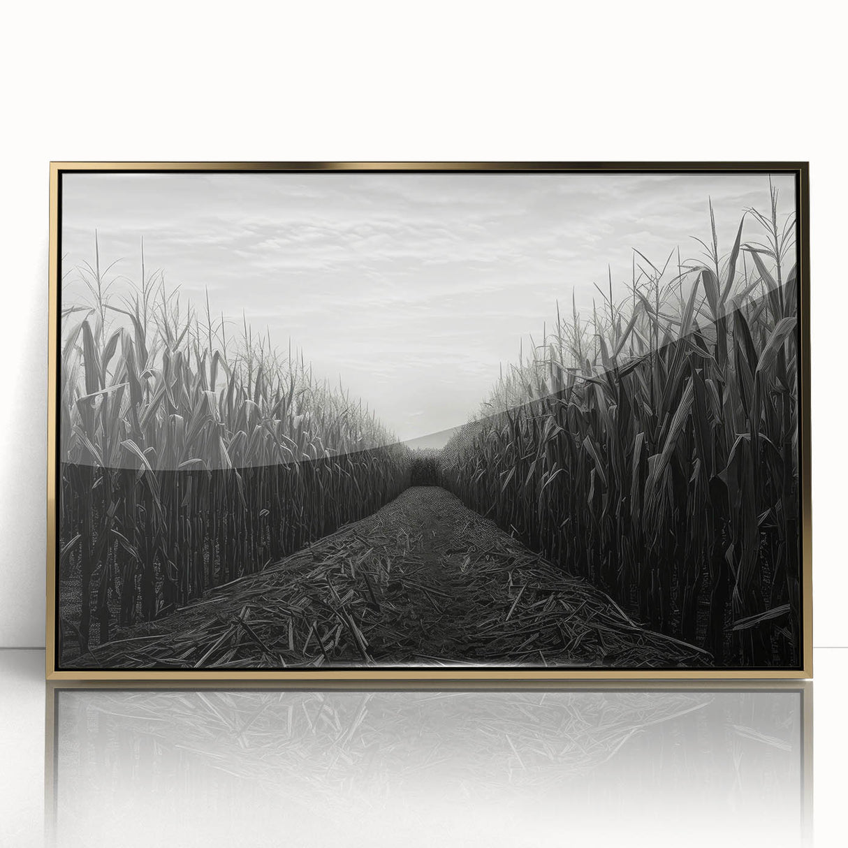 Framed acrylic wall art showcasing a serene countryside landscape design, featuring vibrant greens and golden hues, perfect for home decor enhancement.