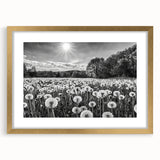 Framed wall art showcasing a serene countryside landscape design, featuring rich green fields and a golden frame with matting, perfect for home decor.