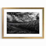 Elegant gold-framed wall art featuring a serene countryside landscape design, complete with a white mat, perfect for enhancing home decor and creating a calming atmosphere.