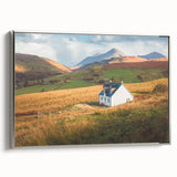 Framed canvas wall art collection showcasing a picturesque countryside landscape design, featuring vibrant greens and serene skies, elegantly displayed with a silver frame. Perfect for enhancing home decor with natural beauty.