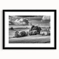 Framed wall art collection showcasing a picturesque countryside landscape design, featuring a sleek black frame and matting, ideal for home décor enhancement.