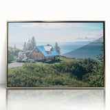 Framed wall art showcasing a vibrant countryside landscape with rolling hills and a golden acrylic finish, perfect for adding elegance to home decor.