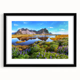 Framed wall art collection showcasing serene countryside landscapes with a black frame and matting, ideal for home decor and nature enthusiasts.