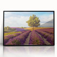 Framed acrylic wall art showcasing a serene countryside landscape with vibrant greenery and rolling hills, set in a sleek black frame for modern decor.