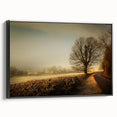 Framed wall art collection showcasing a serene countryside landscape design, featuring vibrant colors and intricate details, presented in a sleek black frame for a modern touch.