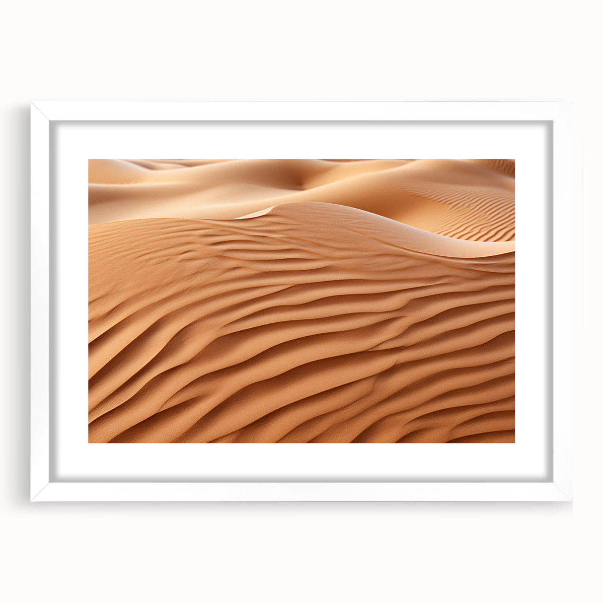Framed desert landscape wall art collection with a white mat, showcasing vibrant colors and intricate details, perfect for enhancing modern home decor.