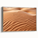 Framed canvas wall art showcasing a stunning desert landscape design, featuring vibrant colors and intricate details, elegantly displayed with a silver frame.