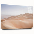 Acrylic glass wall art collection featuring a stunning desert landscape design, showcasing earthy tones and intricate details, mounted with stylish pins for display.